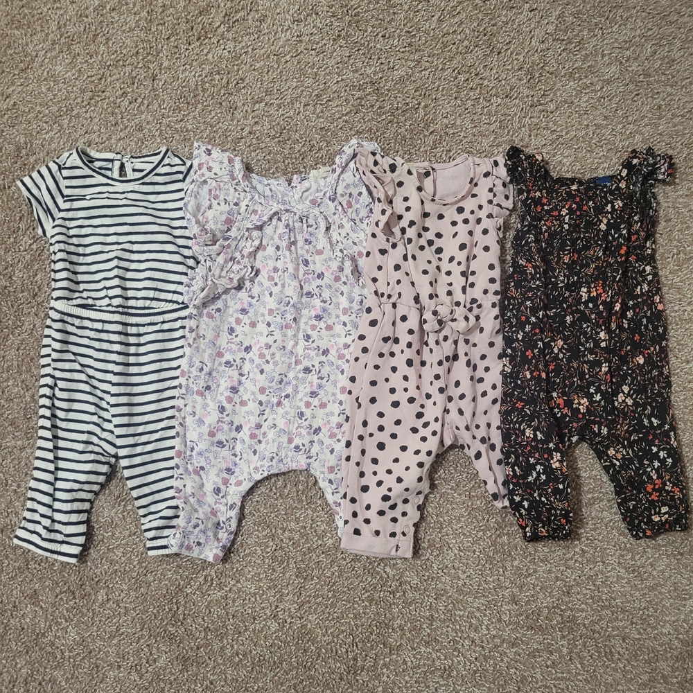 Baby Girl Rompers Size 3-6 Months Lot Of 4